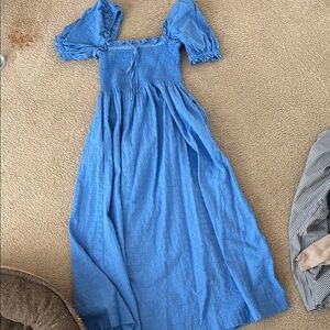 Blue Smocked Maxi Dress